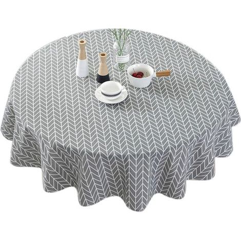 Mantel redondo, Mantel de algodón lavable, Cubierta redonda para mesa de restaurante de 120 x 120 cm, cocinas, fiestas, cenas festivas, etc, Gris (1/5)