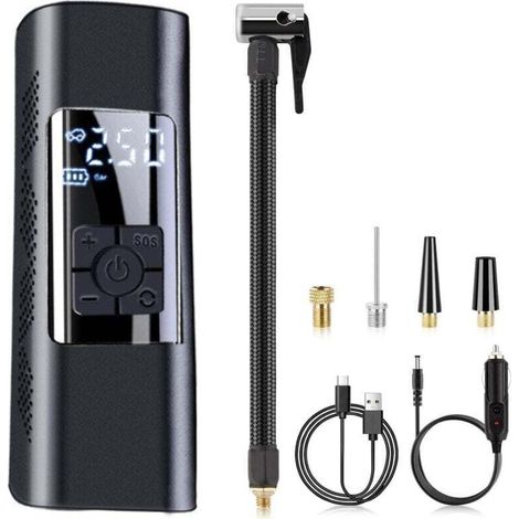 Compresseur d'air portable pour gonfleur de pneus, pompe à air portable 150 PSI pour pneus de voiture, pompe à air avec manomètre numérique pour voiture, vélo, moto, ballon