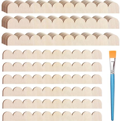 Lot de 24 moulures décoratives en bois non laqué, avec bord ondulé et pinceau, 40 x 4 cm, pour mur, salon, bricolage (1/5)