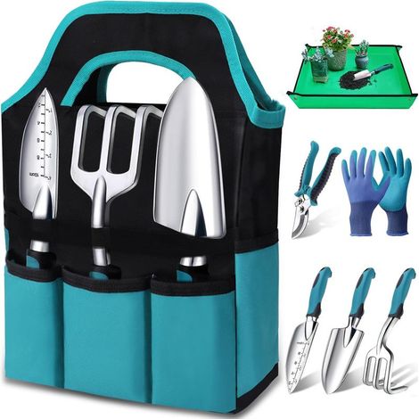 Set Outils de Jardinage 7 Pièces – Kit à Main avec Sac de Rangement Durable, Poignées Ergonomiques Antidérapantes, Idée Cadeau pour Homme et Femme (1/5)