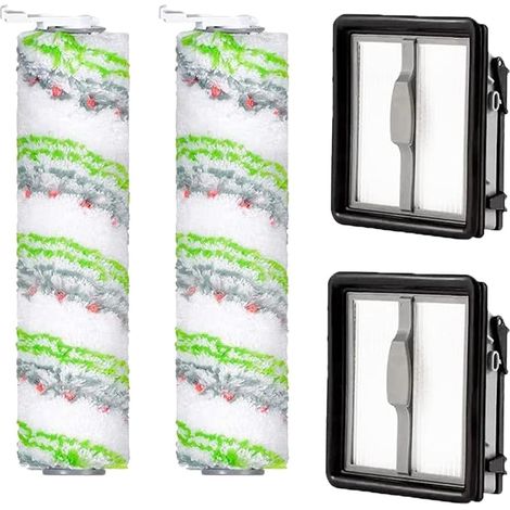 FOREHILL Accessoires pour Bissell CrossWave X7 Pet Pro 2955N, 3479N Multi-Surface All in One Aspirateur Eau et poussière, 2 filtres de Rechange et 2 Rouleaux de Brosse pour Animaux domestiques