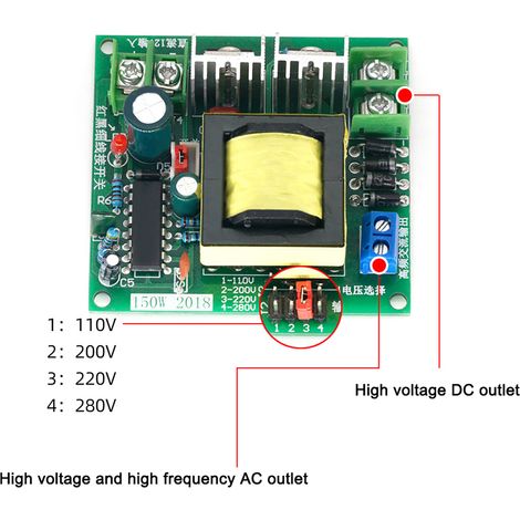 Módulo elevador de voltaje CC-CA de 150 W, convertidor CC-CA de 12 V a 110 V/220 V, regulador de voltaje