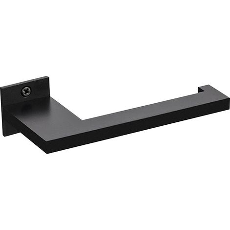 Porte rouleau papier wc ligne black - Décor : Noir RAL 9005 - Entraxe : 25 mm - Epaisseur : 10 mm - Largeur : 155 mm - Matériau : Aluminum - Platine : 40x40x3mm - Profondeur : 73 mm - (1/3)