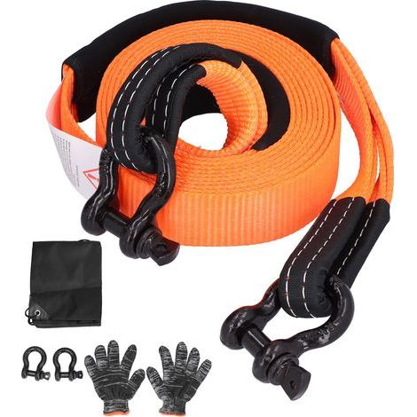 Sangle de remorquage polyester 5 tonnes 5 mètres pour véhicule tout-terrain (orange) (1/5)