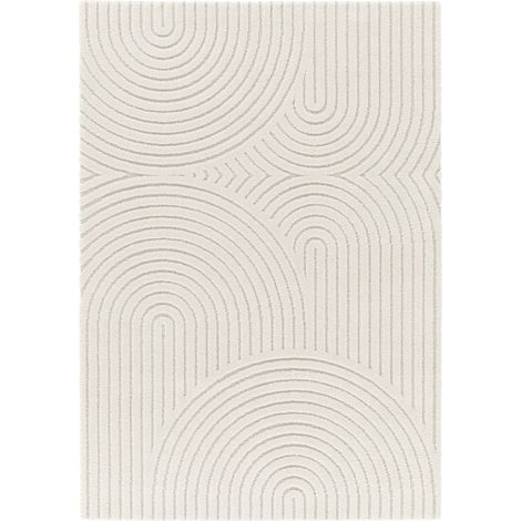DESIGN GEO - Tapis doux à relief moderne graphique blanc 120x170 (1/5)