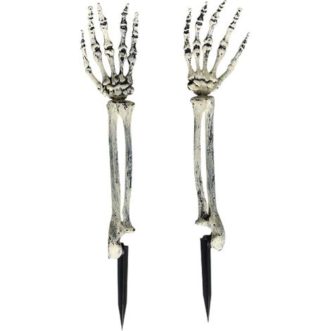 Halloween Squelette Mains, Halloween Squelette Ensemble Effrayant Squelette Mains Stake Faux Os de Main Humaine pour Intérieur Extérieur Halloween Décor (1/5)