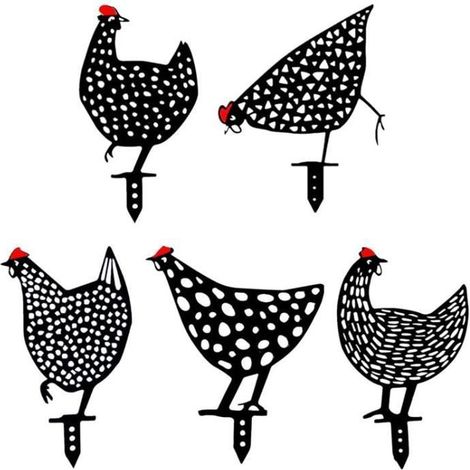 2 pièces Piquets de jardin poule acrylique, silhouette animale décorative creuse, statuette coq réaliste pour extérieur, cour et pelouse (1/4)