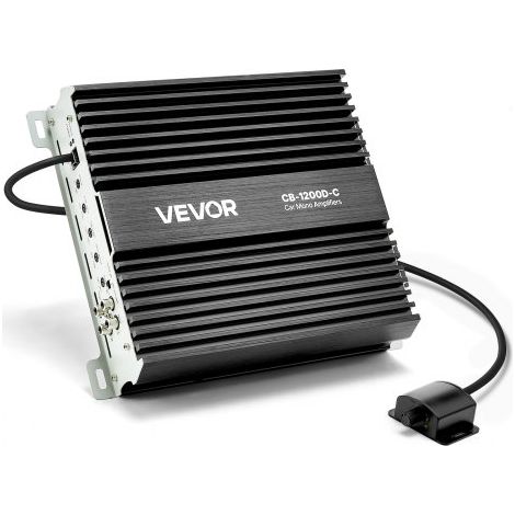 Amplificador Monobloque a Coche 1200 W, RMS MÁX. 1/2/4 Ohmios, Clase D, con Control Remoto de Nivel Subwoofer, Filtro de Paso Bajo, Refuerzo de Graves, Cambio de Fase y Control de Volumen (1/5)