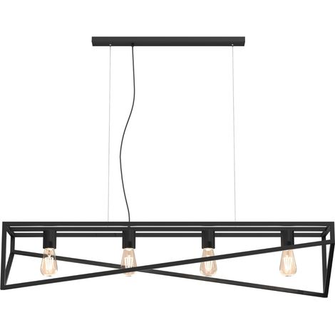 Suspension industrielle noire barre 4xE27 Luminex Gote (1/4)