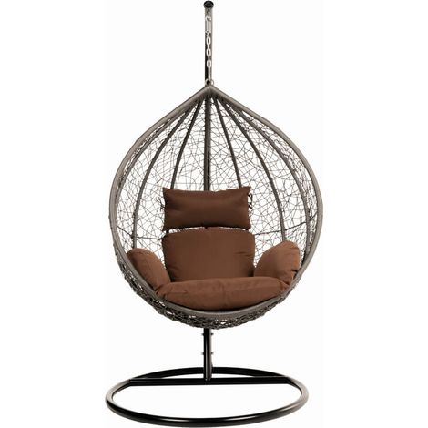 Home Deluxe - Sedia sospesa in polyrattan con struttura CIELO Colore: Marrone (1/5)