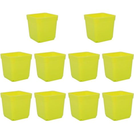 Lot de 10 pots fleurs carrés en plastique 5, cm avec trous drainage (1/4)