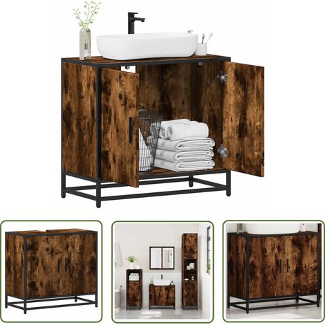 vidaXL Waschbeckenunterschrank Räuchereiche 65x33x60 cm Holzwerkstoff (1/5)