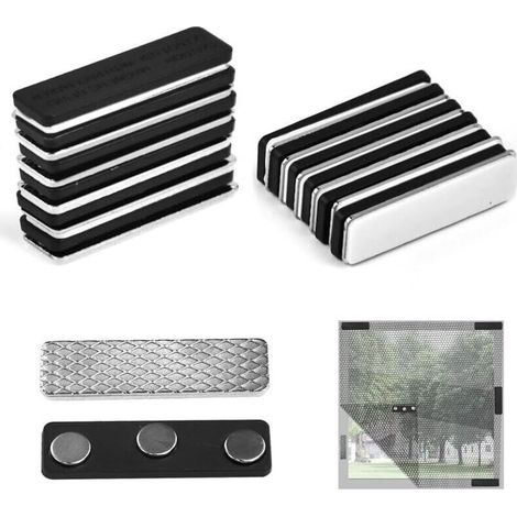 12 aimants pour moustiquaire, clips magnétiques de fixation auto-adhésifs à aimant puissant, sans perçage ni serrage, pour moustiquaire de fenêtre ou porte (1/4)