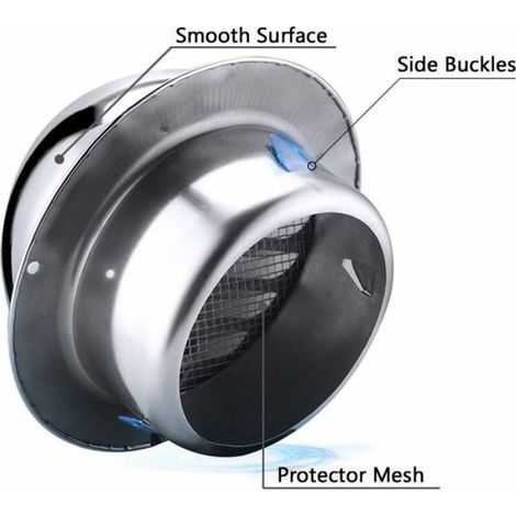 Grille d'Aération en Acier Inoxydable Rond avec Bouche Anti-insectes et Lamelles, Grille de Ventilation(150mm)pour Mur Extérieur (1/5)
