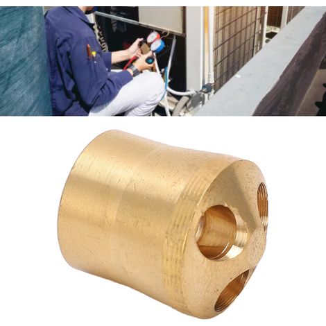 distributeur en laiton pour groupe frigorifique de climatisation, tête de distributeur de liquide, distributeur d'huile, connecteur en cuivre (1/5)