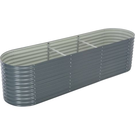 Fioriera rialzata per piante e fiori giardino 320 x 80 x 81 cm acciaio zincato grigio 020001048