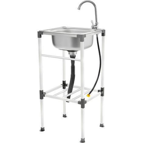 Évier commercial en acier inoxydable 38 x 33 x 83 cm - Évier mobile - Évier de cuisine autoportant avec robinet à 360° - Multifonction - Pour restaurant, bar, buanderie, garage (1/5)