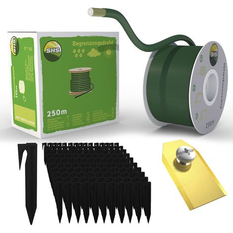Câble de délimitation de 250 m + 750 piquets + 30 Lames pour Tondeuse Robot Tondeuse à Gazon - Kit d'accessoires de Fil de délimitation pour câble de Recherche - Compatible avec (1/5)