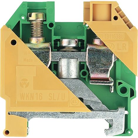 Bloc de mise à la terre 2 voies , raccordement A visser, 14 4 AWG, Vert/Jaune ( Prix pour 1 ) (1/2)