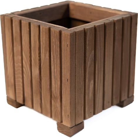 Jardinière Bois Bogateco 25x25x25 cm Imprégné Brun Foncé (1/5)