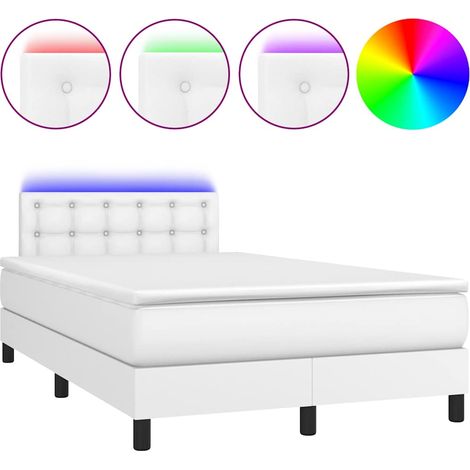 Maison Exclusive - Sommier à lattes de lit avec matelas et LED Blanc 120x200 cm (1/5)