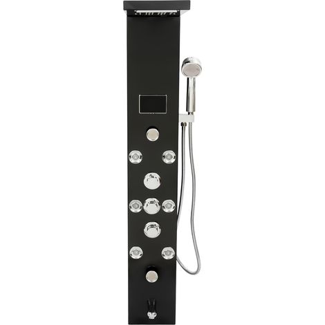 Système de douche à LED noir en forme de tour, système de douche corporelle avec effet pluie et massage, tour de douche à cinq fonctions (1/5)