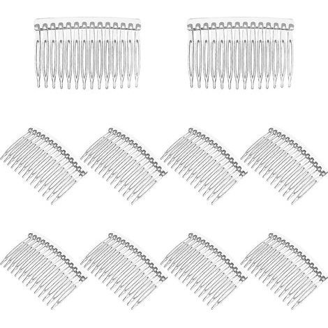 Lurrose Set mit 10 seitlichen Haarkämmen mit Clip, 14 Zinken, Brautschleierkamm, für Damen und Mädchen (transparent) – 7,00 x 4,50 x 0,80 cm (1/3)