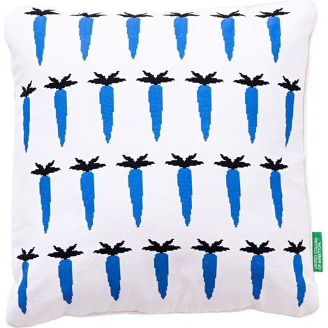 COJIN 40X40CM RELLENO 300GR POLIESTER 100% ALGODON CANVAS 300GSM ZANAHORIA AZUL BENETTON