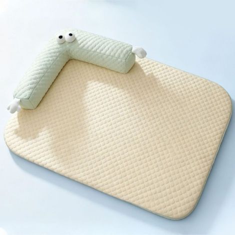 Tapis Rafraîchissant Chien Chat 65x50 cm, Lit d'Été Respirant avec Coussin Frais et Oreiller pour Animaux (1/5)