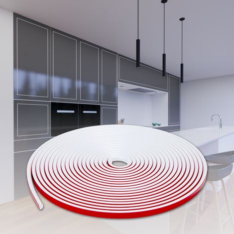 HEXIMO flexible selbstklebende Zierleiste Weiß 10M 12x6mm Ideal für Wand Decke Oberflächen Möbel: 10 Meter, Weiß
