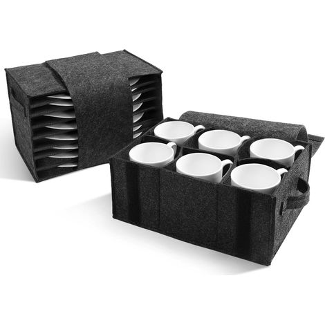Ensemble porte-couverts, porte-tasses et porte-assiettes en feutre pour camping-cars, caravanes, bateaux et camping (Convient à différentes tailles, vaisselle non incluse) (1/5)