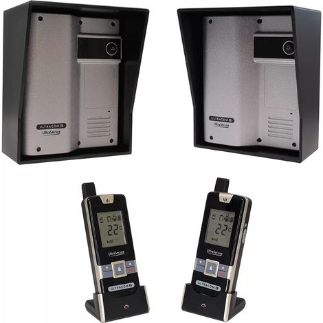 Kit interphone UltraCOM2 ARGENTÉ double entrée 600 mètres autonome individuel avec visières noires + 2 combinés (1/5)