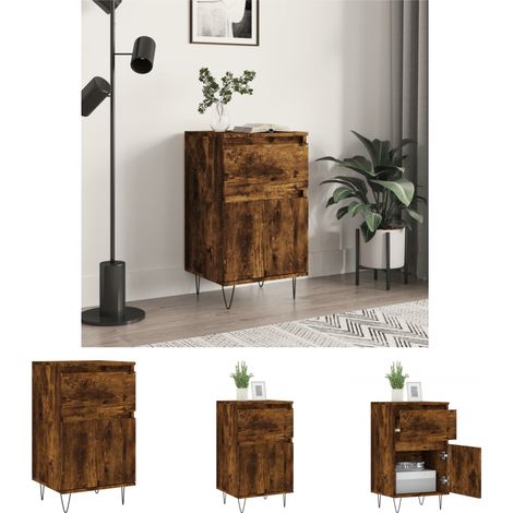 Beistelltisch - vidaXL Sideboard Räuchereiche 40x35x70 cm Holzwerkstoff - Stauraum (1/5)