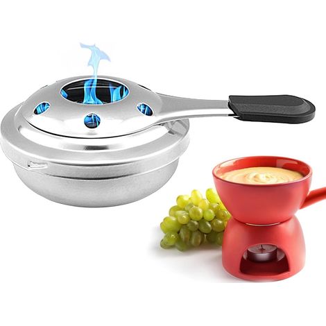 Brûleur à alcool portable - Réchaud en acier inoxydable 9 cm - Chaleur uniforme pour fondue fromage et chocolat - Pique-nique et camping (1/5)