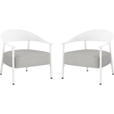 2er-Set Gartensessel aus Kunststoff und Metall "Céora" - Weiß
