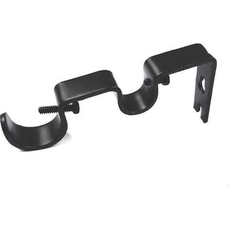 (3 supports de tringle à rideaux) - TLBTEK Lot de 3 supports de tringle à rideaux noirs, supports muraux doubles robustes, tringle à rideaux réglable. (1/4)