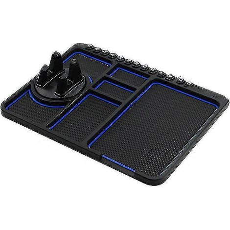 Tapis de rangement multifonction antidérapant pour tableau de bord de voiture avec support pour téléphone GPS (1 pièce) - bleu (1/3)