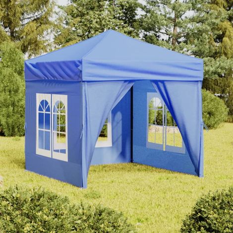 Tente de réception pliable Tonnelle de Jardin - Rapide à Installer avec parois Bleu 2x2 m BV456407 - BonneVie (1/5)