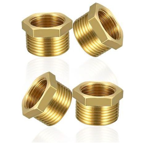 4 pcs réducteur en laiton 1/2 à 3/8 pouce adaptateur (filetage mâle Ø 20mm x fileté femelle Ø 15mm), filetage mâle à mamelon fileté femelle, raccord fileté pour conduites d’eau (1/2" auf 3/8") (1/5)