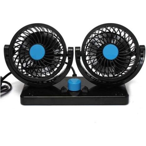 Doppellüfter – 360°-Drehung – Verstellbar – Fürs Auto – Leise – 2 Geschwindigkeitsstufen – 12 V – Fürs Armaturenbrett – Elektrisch – Für Klimaanlage und sommerliche Luftzirkulation