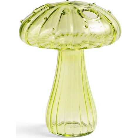 Vase Champignon - Verre Trempé Épais - Décoration Intérieure Maison Bureau Balcon - 1 Pièce - 12 x 9 cm - Brun Vert Rouge Jaune (1/5)