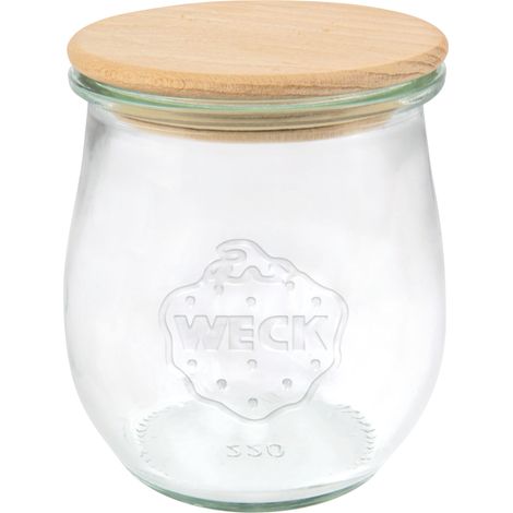 WECK Gläser Tulpenform 762 12 Stück, Inhalt 220 ml, Vorratsglas mit Holzdeckel