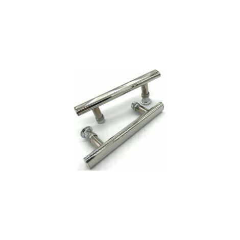 2x Poignée de porte de douche Chromé entraxe 145 mm - Crezuo (1/3)