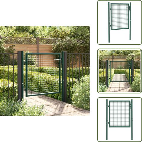 Recinzione giardino - vidaXL Cancello per Recinzione in Acciaio 100x75 cm Verde - Cancello da giardino