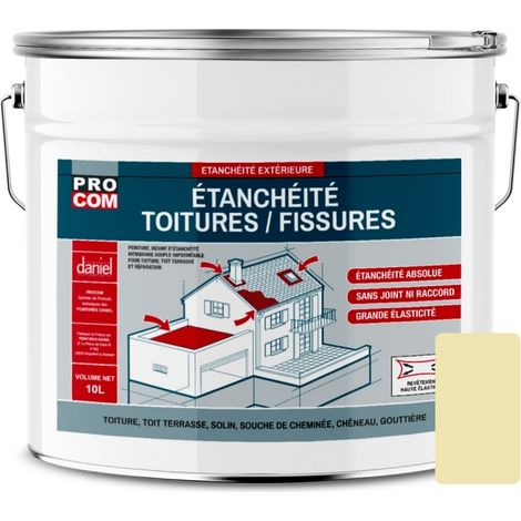 Peinture, résine d'étanchéité toiture, réparation tuiles, fissures, anti-fuites, décore, protège, plusieurs coloris PROCOM F1E6B2 10 litres
