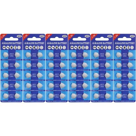 Lot de 60 Piles Bouton alcalines AG13 LR44 1,5 V sans Mercure (357/357A/L1154/A76/GPA76) (1/5)