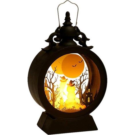 Lanterne décorative à LED vintage pour Halloween-Lanterne portable en forme de citrouille avec tête de mort et citrouille (1/5)