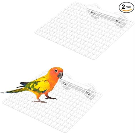 Bird Perch Cage Shelf Bracket Smooth Metal Bracket Flat Accessories for Parrot, Cockatiel, Macaw, Parakeet, Hamster, Toy 20 x 15 cm (1/5)
