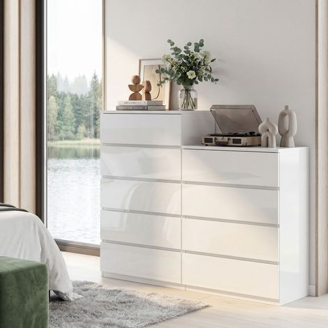 Commode 4 tiroirs meuble de rangement sans poignées design minimaliste 60 x 40 x 80 cm blanc
