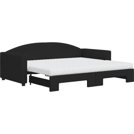 Maison Exclusive - Lit de jour avec gigogne et matelas noir 90x190 cm tissu